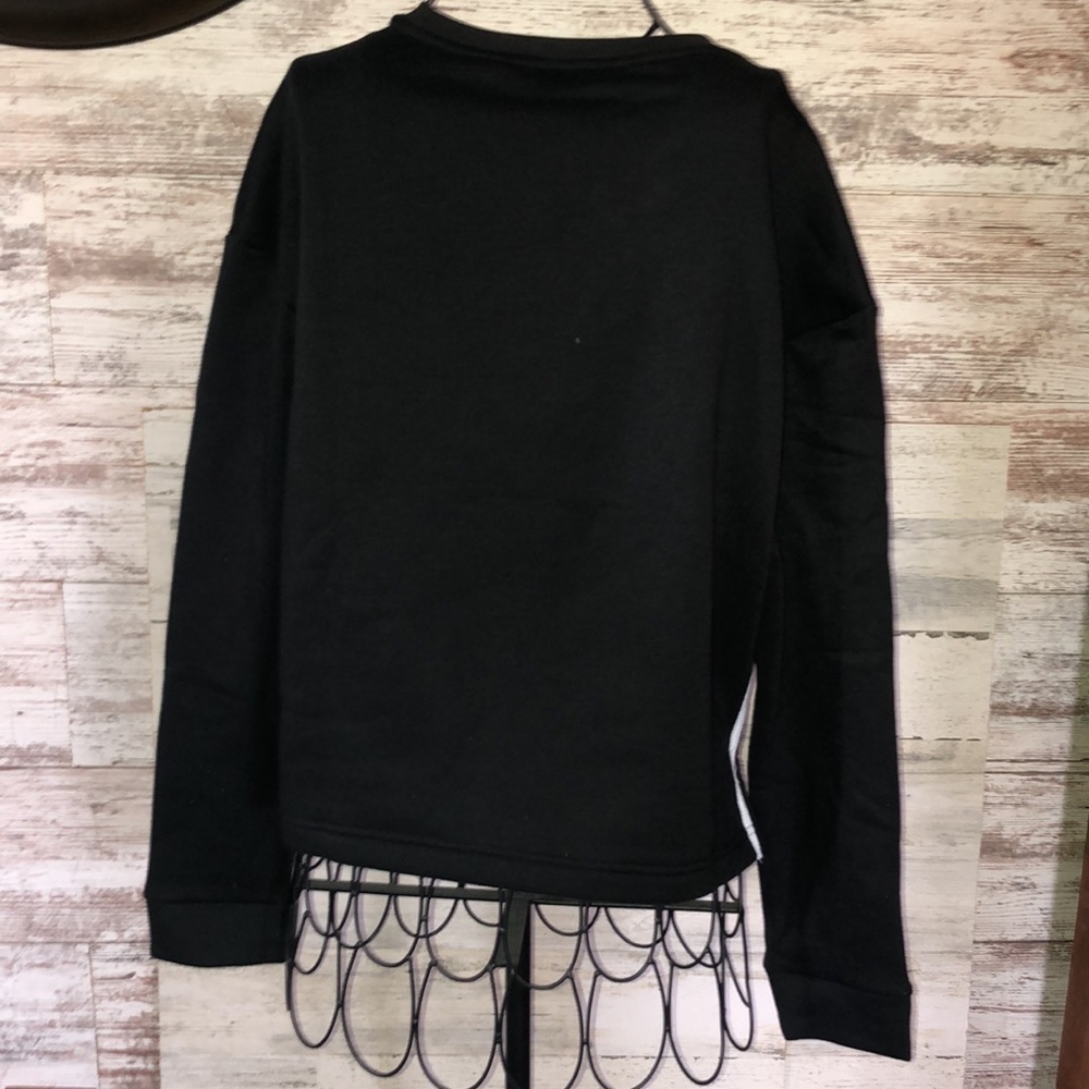 adidas Women's Primegreen Comfort Fleece Loose Cropped Black 3-Stripes T… - Picture 10 of 16